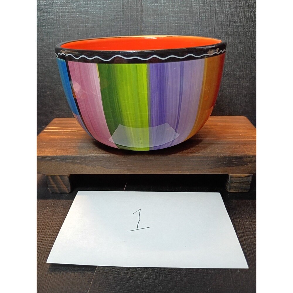 Nancy Green SERAPE Striped Bowls SET OF 2 Certified International MULTI-COLOR - Picture 5 of 16